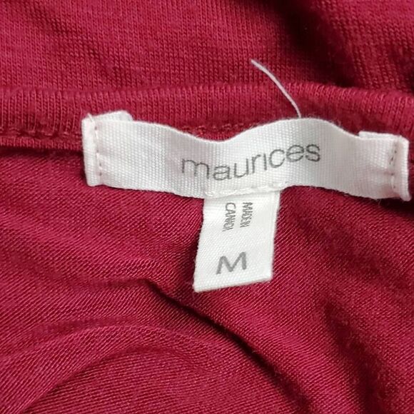 Maurices Medium Burgundy Solid Cold-Shoulder Cap Sleeve T-Shirt Dress - Picture 5 of 7